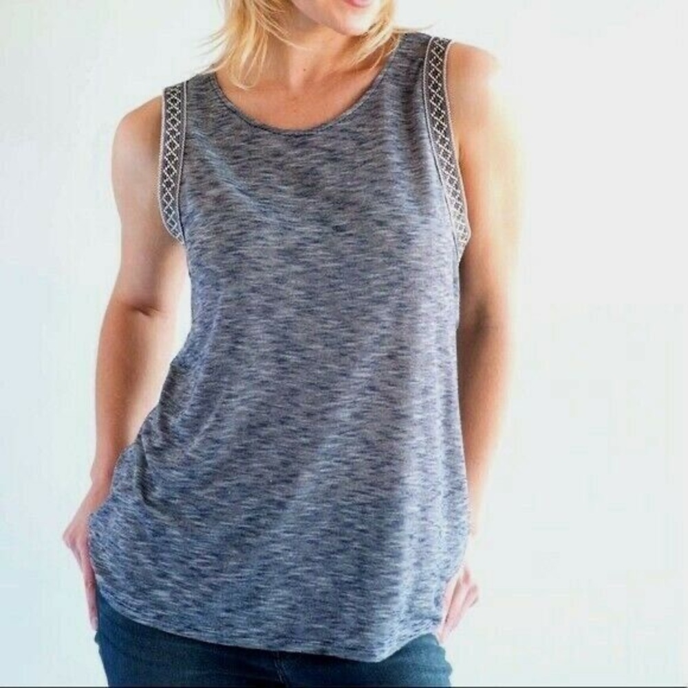 W5 Anthropologie Women's Embroidery Detail Sleeveless Top
